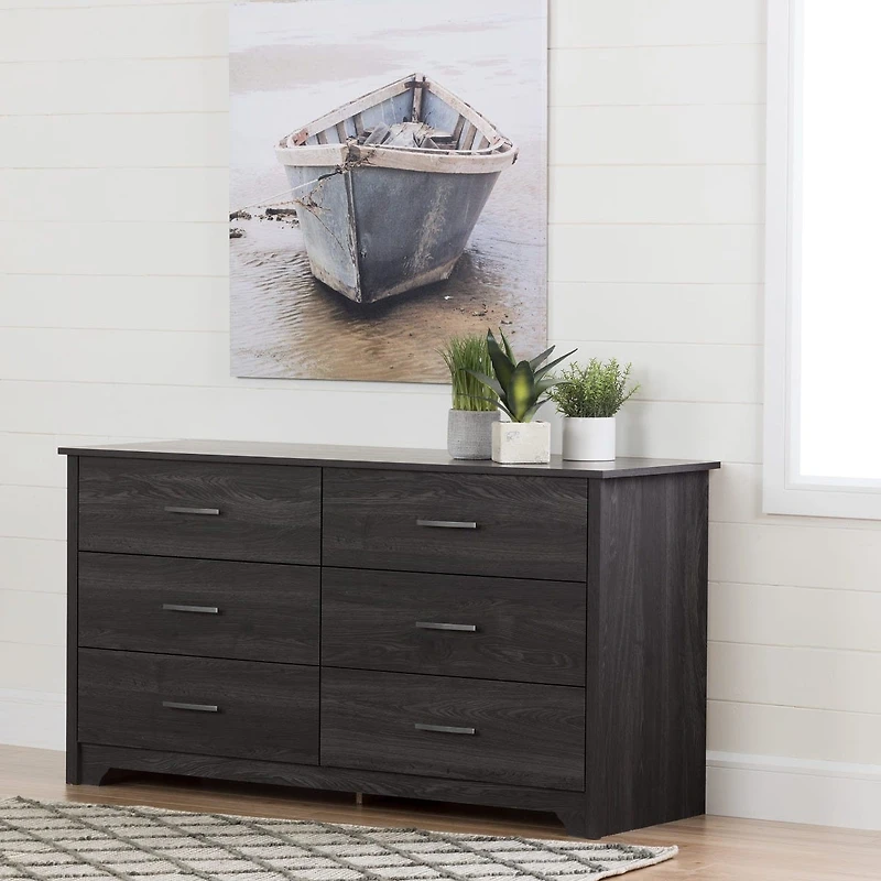 6-Drawer Double Dresser - Fusion Gray Oak