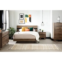 7-Drawer Double Dresser - Flam Natural Walnut and Matte Black
