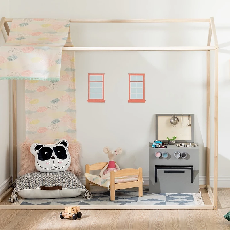 Lit Maison Lit Simple Sweedi - Bois Naturel