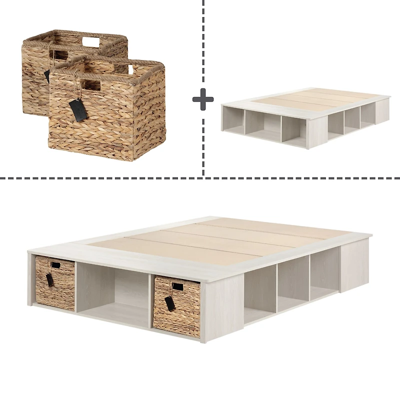 Storage Bed with Baskets - Avilla Winter Oak