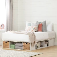 Lit Grand avec Paniers de Rangement - Avilla Chêne Hivernal
