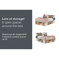 Lit Grand avec Paniers de Rangement - Avilla Chêne Hivernal