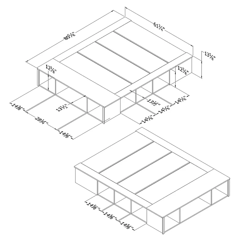 Queen Storage Bed with Baskets - Avilla Winter Oak