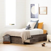 Twin Mates Bed with 3 Drawers Ulysses - Fall Oak