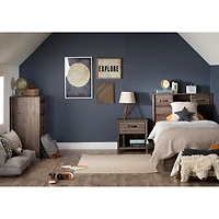 Twin Mates Bed with 3 Drawers Ulysses - Fall Oak