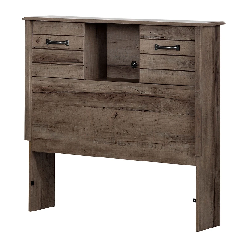 Twin Bookcase Headboard with Doors Ulysses - Fall Oak