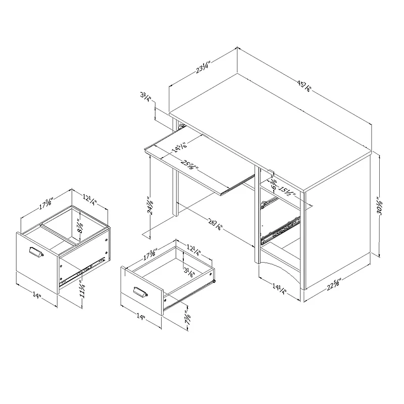 Bureau de Travail - Gascony Érable Cendré