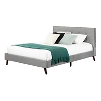 Fusion Upholstered Platform Double  Bed and Headboard - Grey 