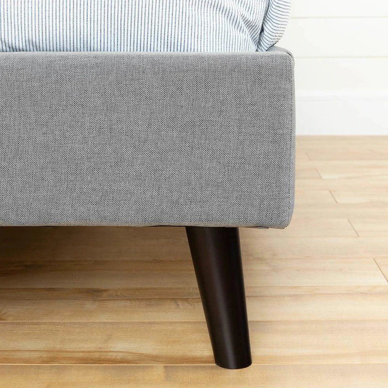 Fusion Lit Plateforme Double et Tête de Lit Rembourrés en Tissu - Gris