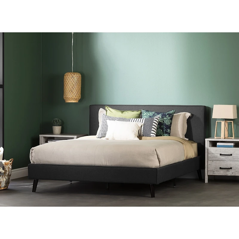Complete Queen Upholstered Bed - Gravity Matte Charcoal