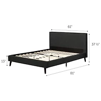 Lit Grand Complet Rembourré - Gravity Charbon Mat