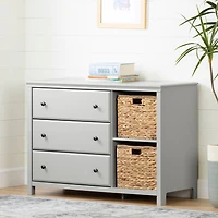 3 Drawers Dresser with Cotton Candy Baskets - Soft Gray 