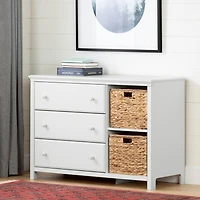 Commode 3 Tiroirs avec Paniers Cotton Candy - Blanc Solide