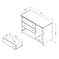 Commode 3 Tiroirs avec Paniers Cotton Candy - Blanc Solide