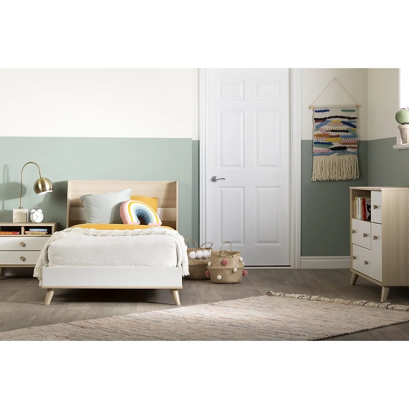 Yodi Changing Table with Drawers - Soft Elm and Pure White