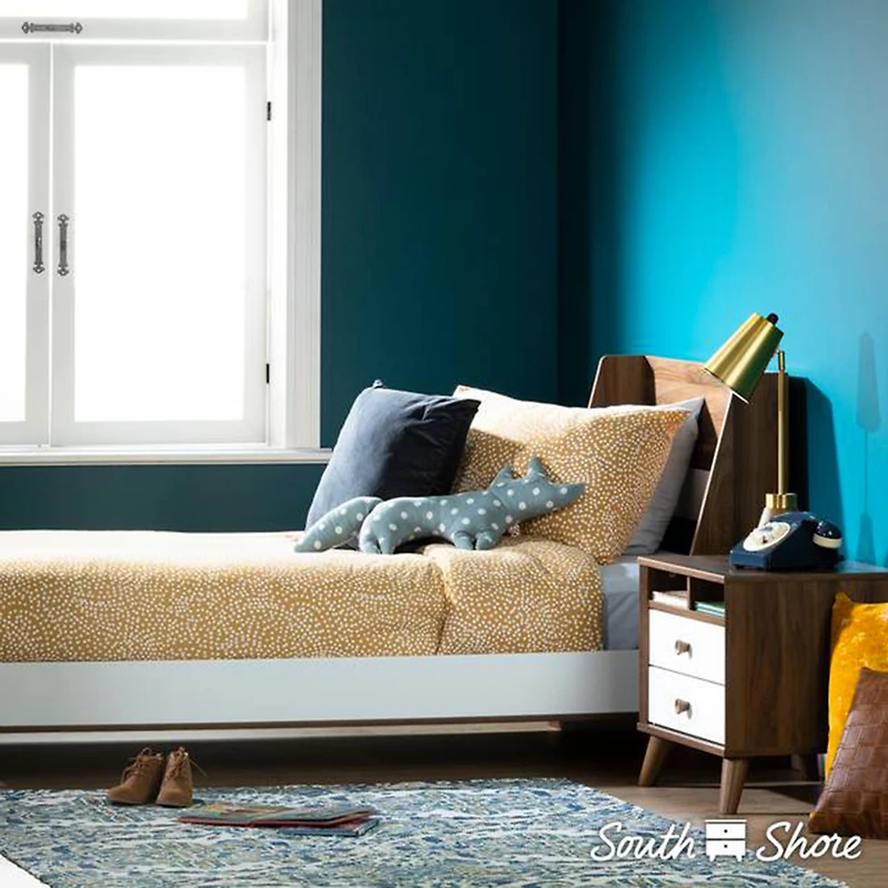 Table de Nuit Yodi - Noyer Naturel / Blanc