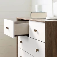 Yodi 5-Drawer Chest Storage Unit - Natural Walnut and Pure White