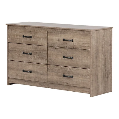 6-Drawer Double Dresser - Tassio Weathered Oak