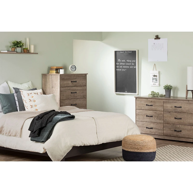 6-Drawer Double Dresser - Tassio Weathered Oak