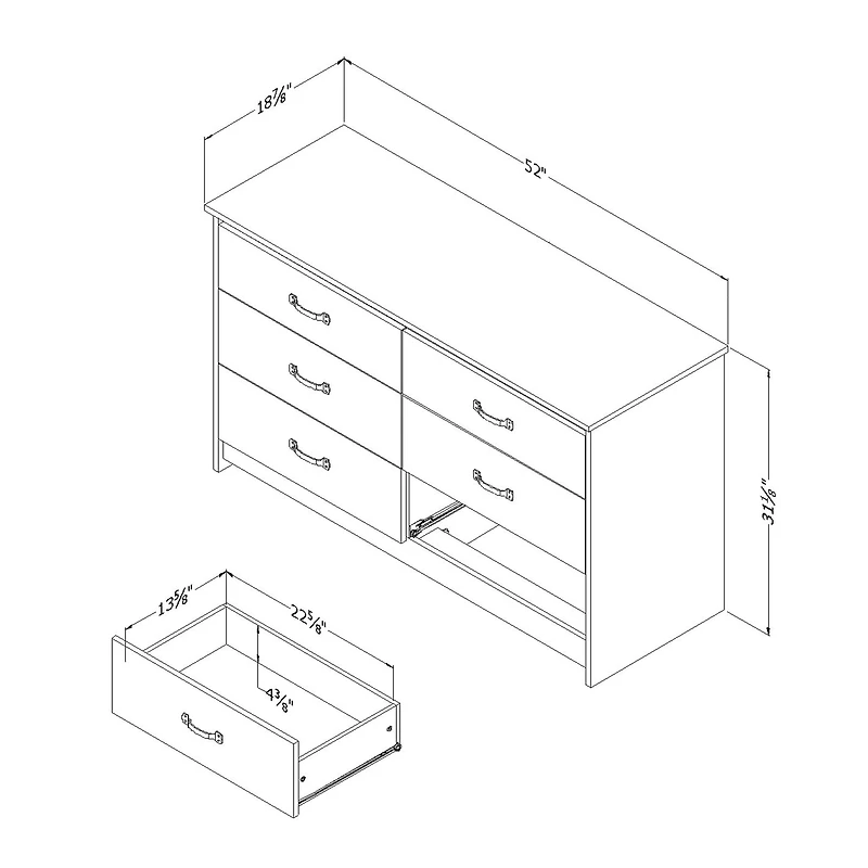 6-Drawer Double Dresser - Tassio Weathered Oak