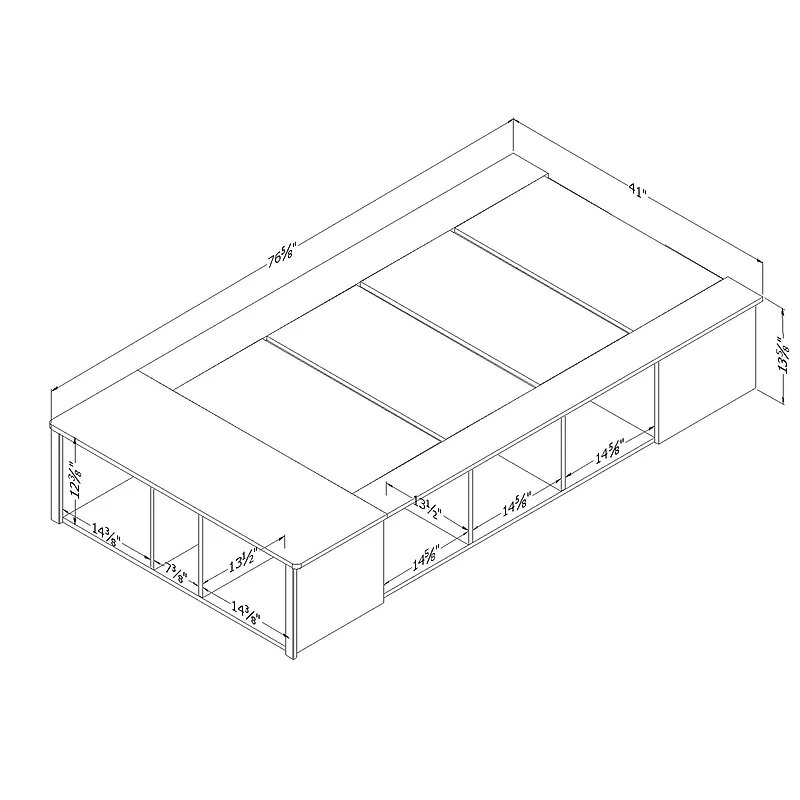 Lit Plateforme Simple avec Paniers Flexible - Blanc Solide