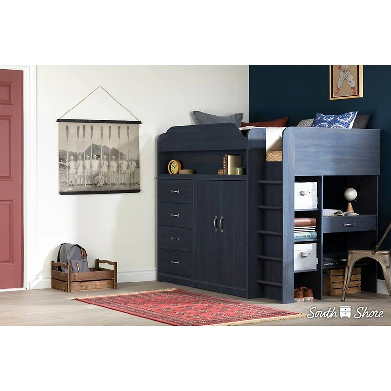 Lit Mezzanine avec Bureau Asten - Myrtille
