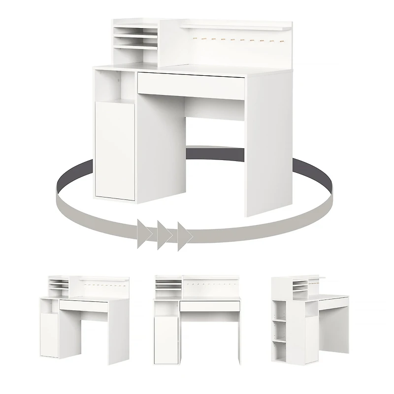 Craft Table with Hutch - Crea Pure White