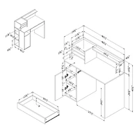 Craft Table with Hutch - Crea Pure White