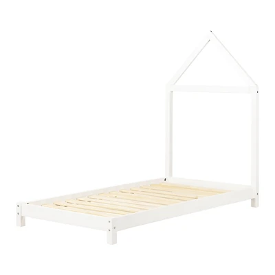 Lit avec Tête de Lit Maison Sweedi - Blanc Solide