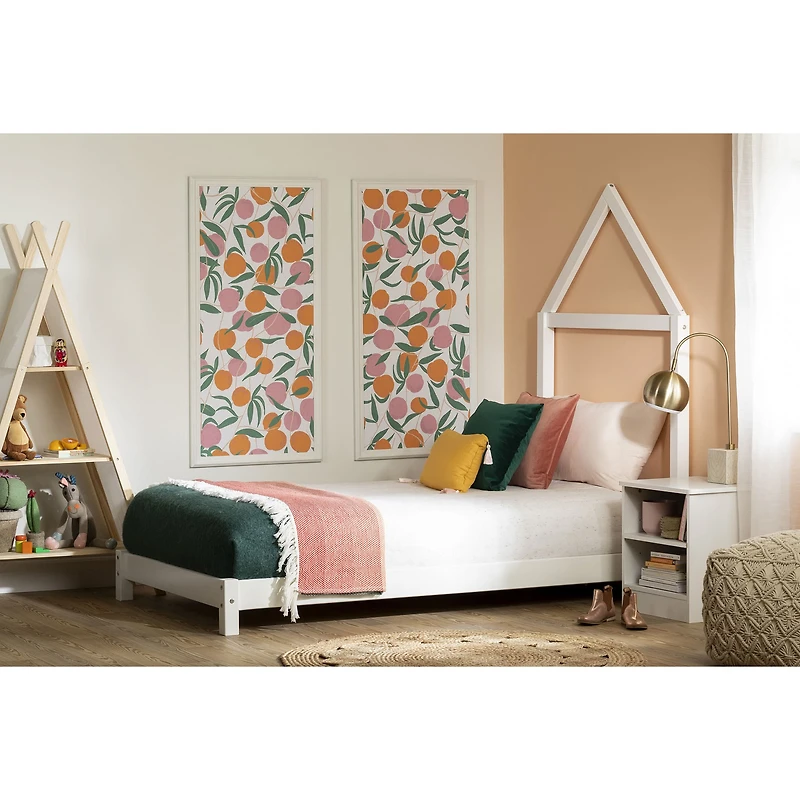 Sweedi Bed with House Bed Frame Headboard - Pure White