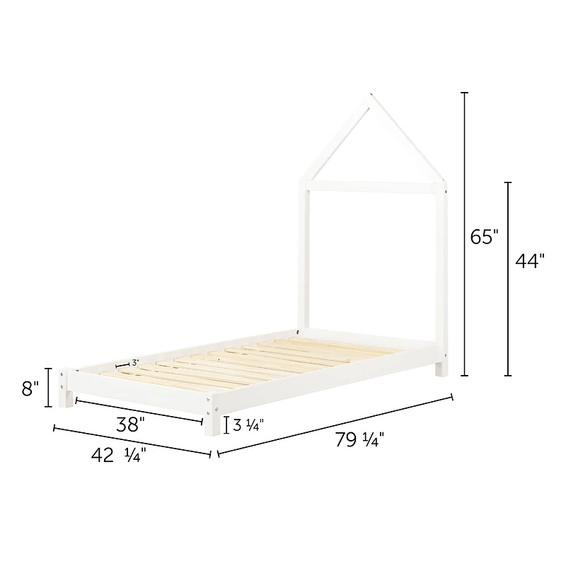Sweedi Bed with House Bed Frame Headboard - Pure White