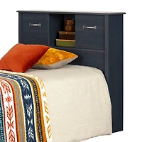 Twin Bed Bookcase Headboard with Sliding Doors - Blueberry