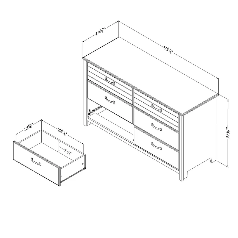 Commode 6 Tiroirs Asten - Myrtille