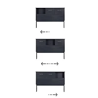 Tête de Lit Double Bibliothèque avec Portes Coulissantes Asten - Myrtille