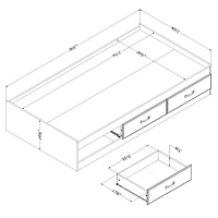 Twin Bed with 3 Drawers Asten - Oak
