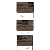 Twin Bed Bookcase Headboard with Sliding Doors Asten - Fall Oak