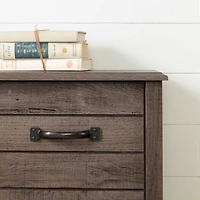 Twin Bed Bookcase Headboard with Sliding Doors Asten - Fall Oak