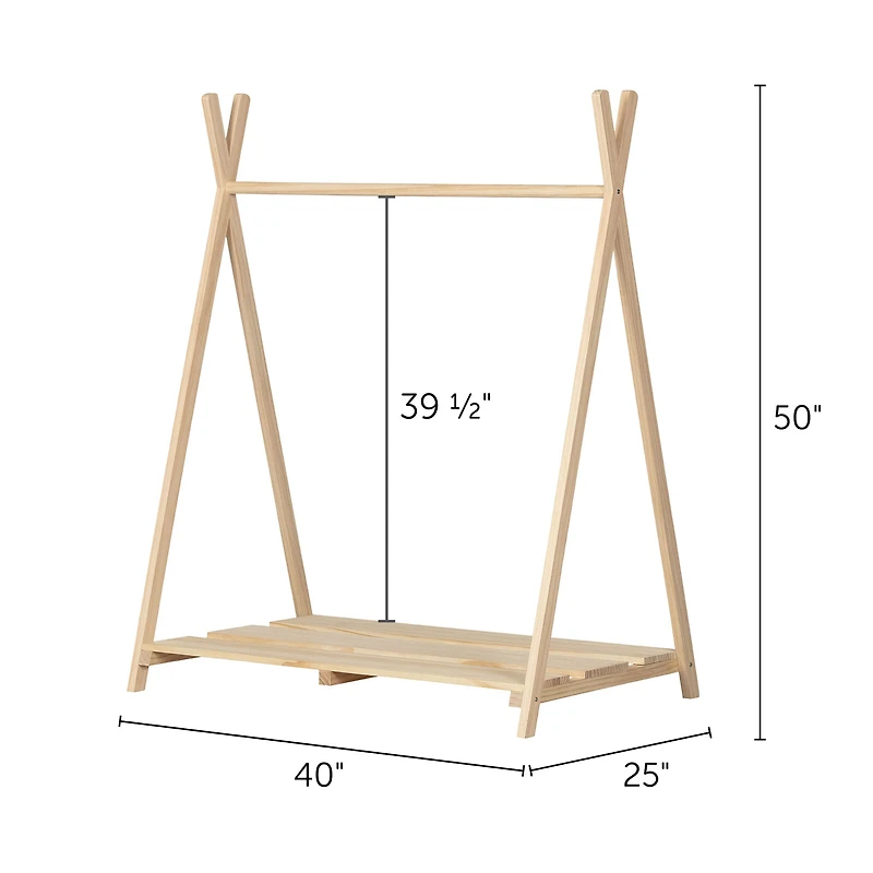 Sweedi Scandinavian Clothes Rack for Kids - Natural Pine