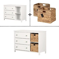 3-Drawer Dresser with Baskets - Balka Pure White
