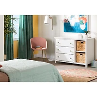 Commode 3 Tiroirs avec Paniers - Balka Blanc solide