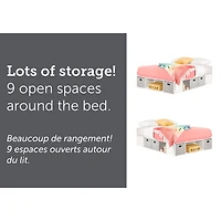 Lit Double Plateforme avec Paniers - Flexible Blanc Solide