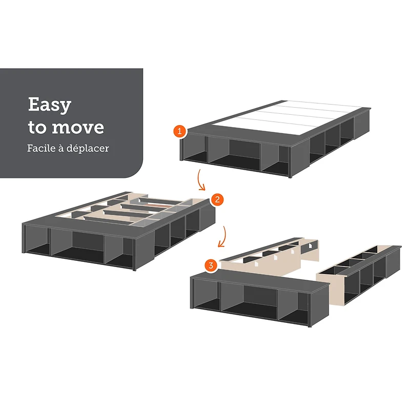 Double Bed with Storage and Baskets - Flexible Pure White