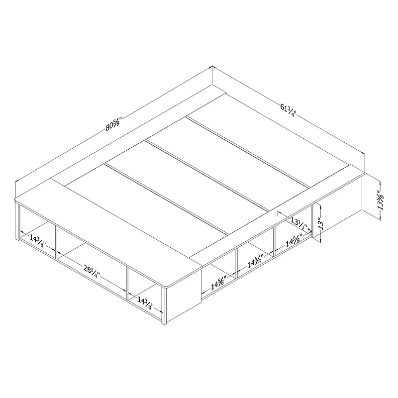 Queen Bed with Storage and Baskets - Flexible Pure White