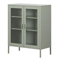 Metal Mesh 2-door Accent Cabinet Crea - Sage Green