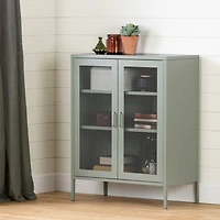 Metal Mesh 2-door Accent Cabinet Crea - Sage Green