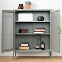 Metal Mesh 2-door Accent Cabinet Crea - Sage Green