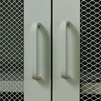 Metal Mesh 2-door Accent Cabinet Crea - Sage Green