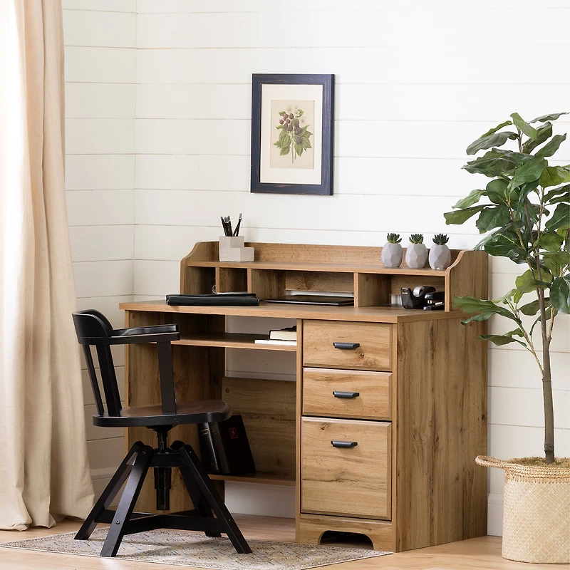 Computer Desk with Hutch - Versa Nordik Oak