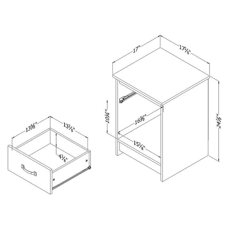 1-Drawer Nightstand - Tassio Nordik Oak