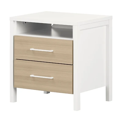 2-Drawer Nightstand - Munich White and Soft Elm